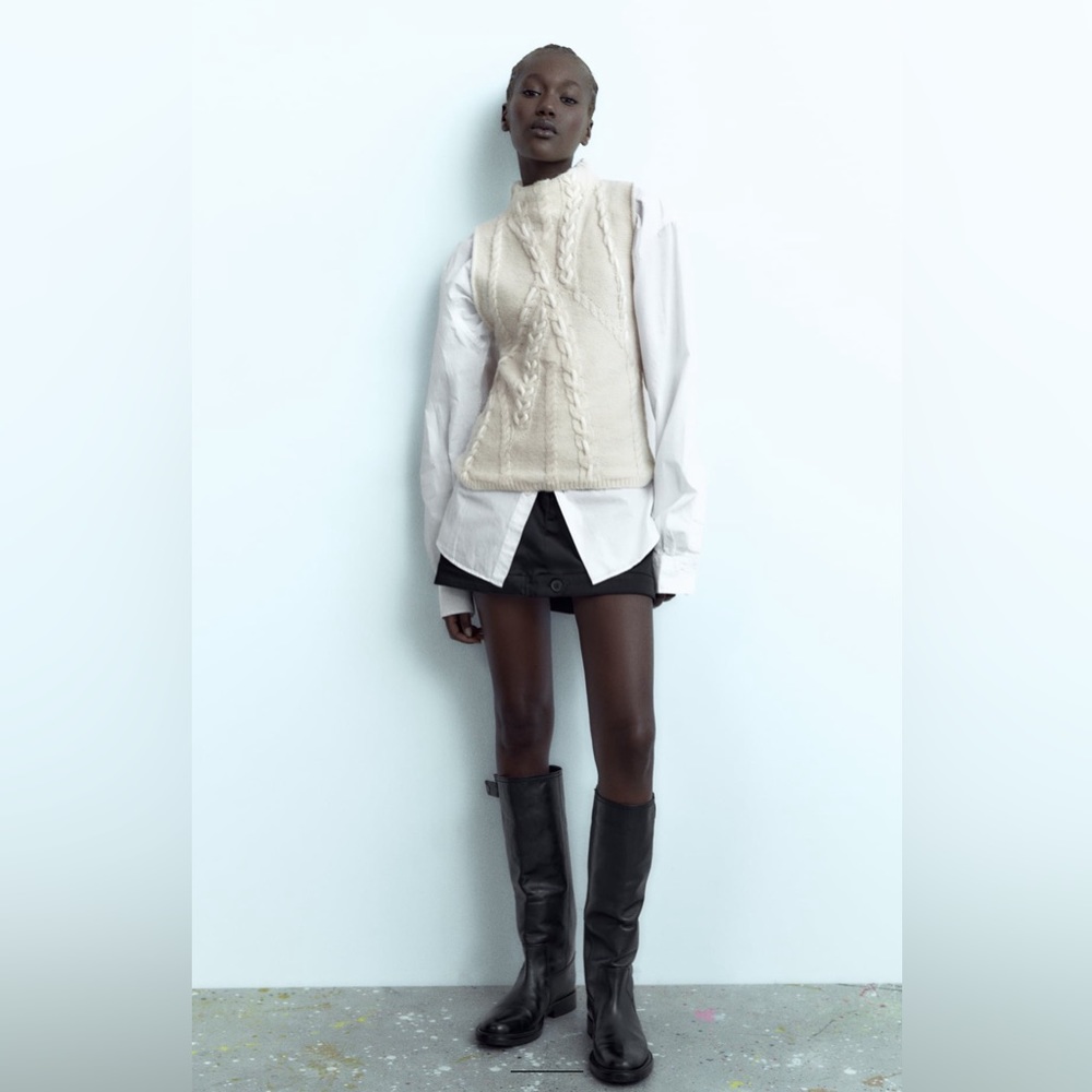 Zara mixed Cable knit sleeveless sweater